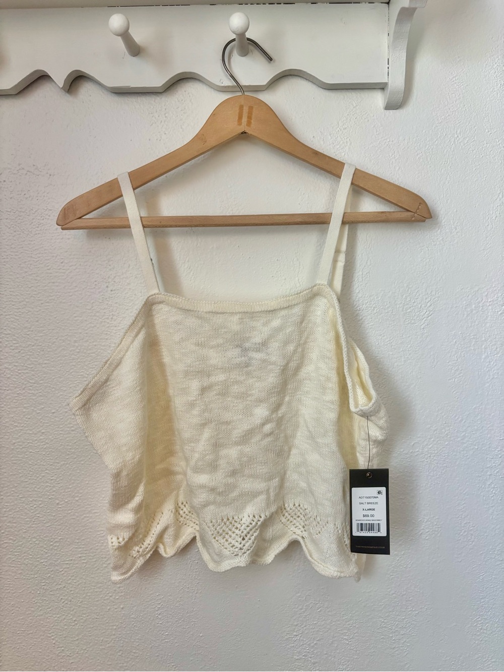 Frye Knit Crop Top NWT XL Coastal Cowgirl Boho Eyelet Ivory Summer Tank